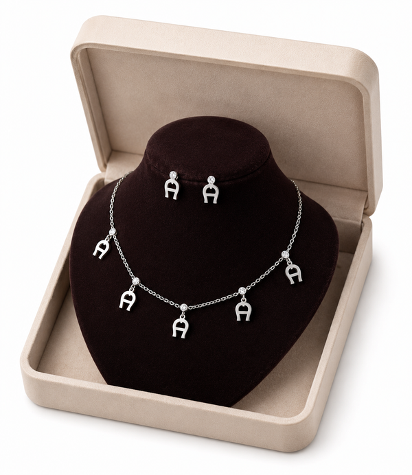 Silver Horseshoe Jewelry Set